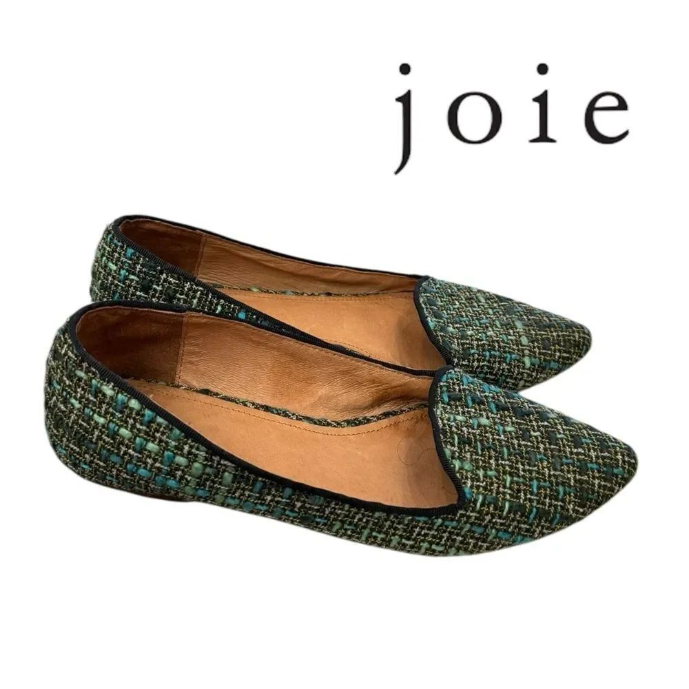 Joie Daydreaming Women's Blue Green Tweed Flats 36.5